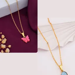 SZN Set Of 2 Gold-Plated Heart Shaped Pendent With Chains-picture-37