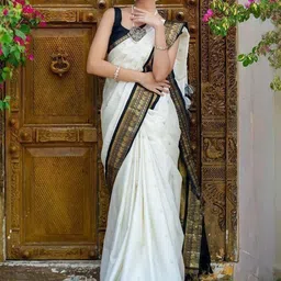 Bhagirath Fashion Woven Design Zari Silk Blend Saree-picture-11