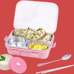 vrjk Steel Airtight Leak-Proof Tiffin Box for Kids Lunch Box, School, Office A133 3 Containers Lunch Box-picture-42