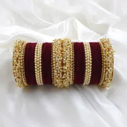 zsp Maroon Glass Artificial Stones Bangle image 1