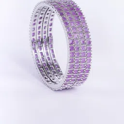 Opal Touch Set Of 4 Rhodium-Plated AD Studded Bangles image 2