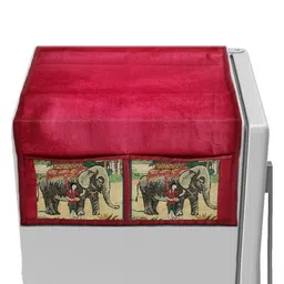 Kuber Industries Maroon Elephant Printed Scratch Resistant With 6 Utility Side Pockets-picture-14