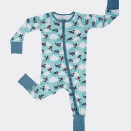 THE PLUSH CLUB Infants Aeroplane Jet Printed Round Neck Rompers image 3