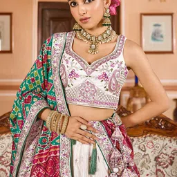 panchhi Embellished Sequinned Semi-Stitched Lehenga & Unstitched Blouse With Dupatta image 3