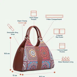 ZOUK Women Geometric Printed Satchel Bag image 5