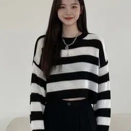 HERE&NOW Women Striped Pullover-image-75