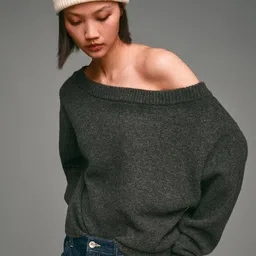 Bershka Women Boat Neck Pullover-image-49