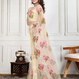 House of Pataudi Embroidered Work Saree With Blouse Piece image 3