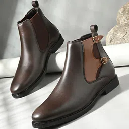 House of Pataudi Men Lightweight Soft Cushioned Footbed Chelsea Boots-picture-20