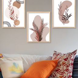Kotart Brown & White 3 Pieces Floral Wooden Wall Arts-picture-22