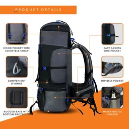 Provogue Unisex Colourblocked Large Rucksacks With Rain Cover image 2
