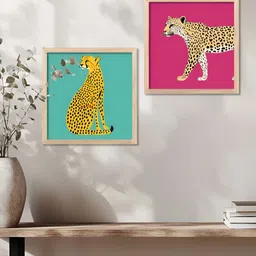 WALLLANE Brown & Pink 2 Pieces Birds And Animals Wooden Wall Art-picture-40