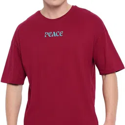 wear your mind Men Typography Round Neck Pure Cotton Maroon T-Shirt-picture-11