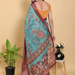 SYMVI Floral Linen Blend Handloom Fashion Saree image 4