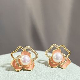 fimbul FIMBULGold-Plated Artificial Stones Studded & Pearls Beaded Floral Shaped Studs-picture-17