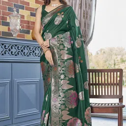 CANIZZARO Ethnic Motifs Zari Silk Blend Banarasi Saree image 4