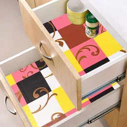 Kuber Industries Pink & Black 2 Pieces Printed Shelf Liner Organisers image 1