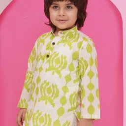 Aj DEZInES Boys Geometric Printed Pure Cotton Straight Kurta image 3