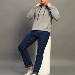 THE CASUALS Men Solid Hooded Sweatshirt image 2
