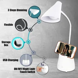 macvl5 Plastic Study Lamp Rechargeable Led Desk Lamp With Pen Holder,Usb Charging Table Lamp image 2