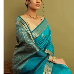 CANIZZARO Ethnic Motifs Zari Silk Blend Banarasi Saree image 4