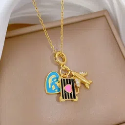 Estailo fashion Women Gold-Plated Contemporary Pendants with Chains image 1