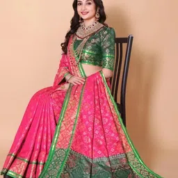 AKSH FASHION Pink Silk Blend Sarees-picture-17