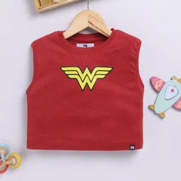 YK X Minute Mirth Girls Wonder Woman Printed Cotton Tank Crop Top-image-6