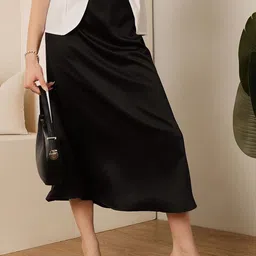 STREET 9 A-Line Midi Satin Skirt image 3