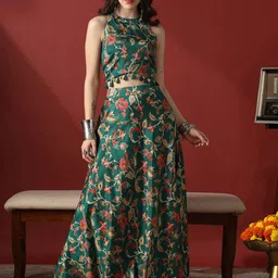 Globus Printed Halter Neck Top With Skirt Co-Ords-picture-13