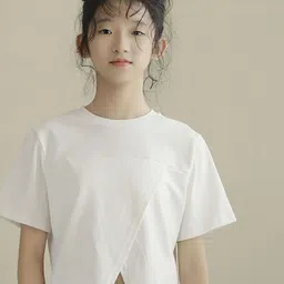 LULU & SKY Girls Organic Cotton Raw Edge T-shirt-image-76