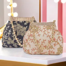 Kuber Industries Set of 2 Embroidered Potli Clutch-picture-22