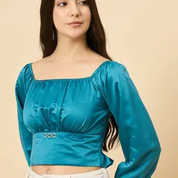 LE BOURGEOIS Satin Crop Top-image-9