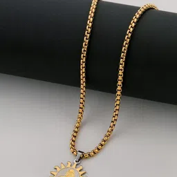 SZN Men Gold-Plated Circular Sai Baba Pendant with Chain image 3