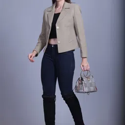 AREEMAS Women Suede Tailored Jacket-picture-38