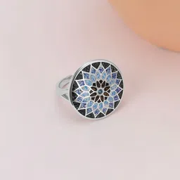 Mia by Tanishq 925 Sterling Silver Opal Stone Studded Mosaic Shine Finger Ring-picture-27