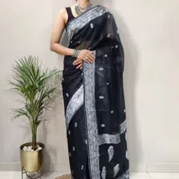 CANIZZARO Ethnic Motifs Zari Silk Blend Banarasi Saree image 4