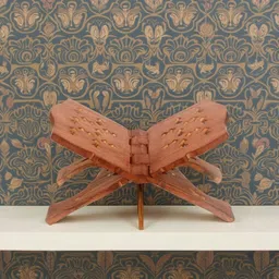 viapradhan Wooden Book Stand | Brown Rehal Handmade | Carved Wooden Folding Book Holder Wooden Brown Rehal image 1