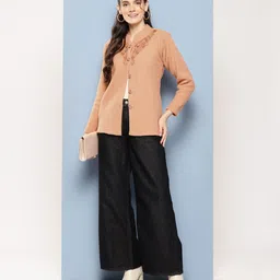 BAESD Women Floral Embroidered Front-Open Sweater image 4