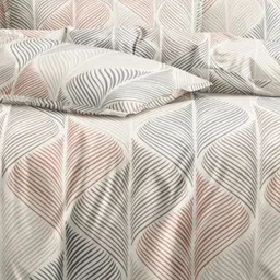 Aura Cream-Colored & Blue Printed Duvet Cover With 2 Pillow Covers image 3