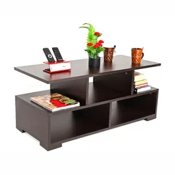 bluewud Victor Brown Textured Wooden & Metal Rectangle Coffee Table image 3