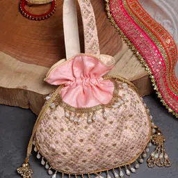 Women Pink, Gold Potli-image-43