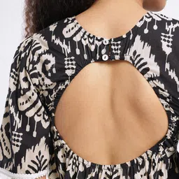 fusion by glitchez Ethnic Motifs Printed Styled Back Tiered A-Line Dress image 2