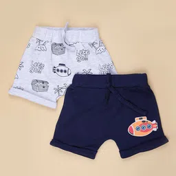 V-Mart Infant Boys Pack of 2 Graphic Printed Regular Fit Mid-Rise Shorts-image-6