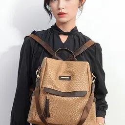 StyleCast Women Textured Contrast Detail Backpack-image-30