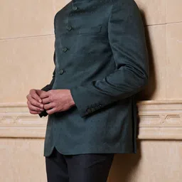 Tasva Self Design Mandarin Collar Jodhpuri Blazer image 2