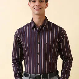 Allen Solly Men Slim Fit Vertical Striped Spread Collar Pure Cotton Formal Shirt-picture-20