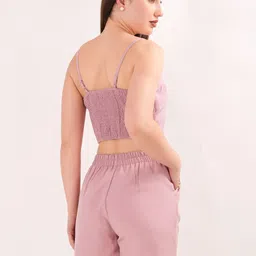 clobug Self Design Shoulder Straps Neck Pleated Top With Skirt image 2