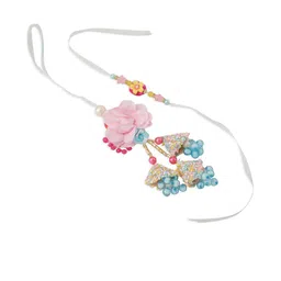 Sangria Set Of 2 Artificial Beaded Floral Design Bhaiya Bhabhi Rakhi image 5