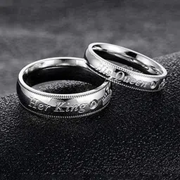 AGARWALPRODUCT Set Of 2 Sterling Silver Plated Artificial Stones Couple Finger Rings-picture-12